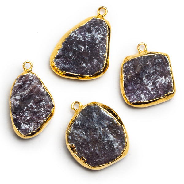 21x18mm Gold Leafed Charoite Slice Pendant 1 Bead