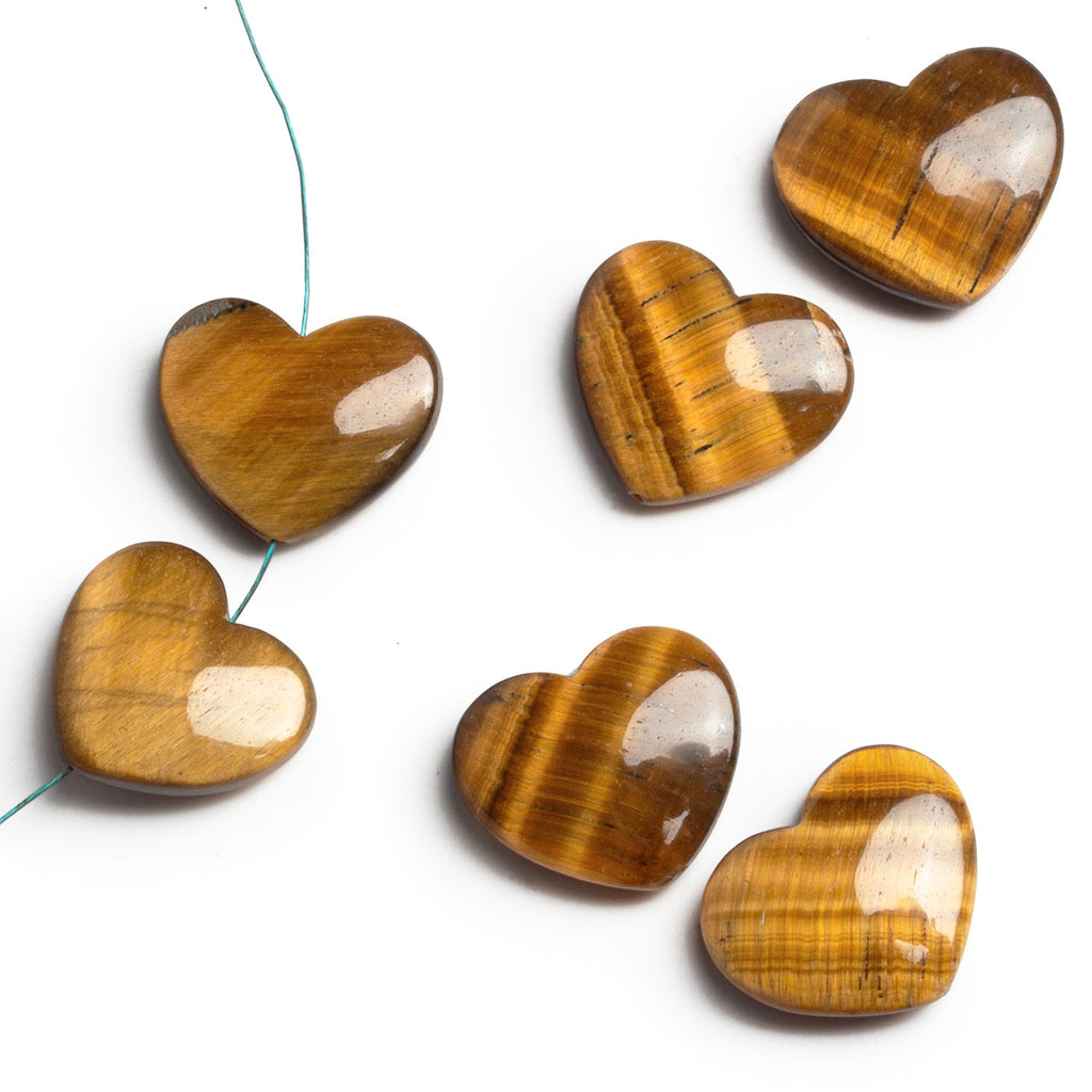 21x18mm Tiger's Eye Heart Focals Set of 2 Beads - The Bead Traders