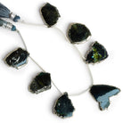 21x19mm Black Gold Leafed Tourmaline Natural Crystals 6.5 inch 7 beads - The Bead Traders