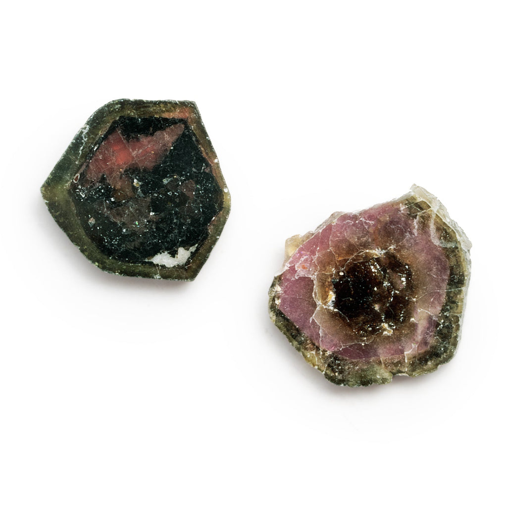 21x20mm Watermelon Tourmaline Slice Beads - Set of 2 - The Bead Traders