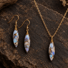 21x5mm Mosaic Australian Opal Wire-Wrapped Rice Pendant 1 Bead - The Bead Traders