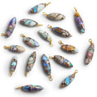 21x5mm Mosaic Australian Opal Wire-Wrapped Rice Pendant 1 Bead - The Bead Traders