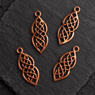 21x8mm Copper Filigree Charms 4 Beads - The Bead Traders