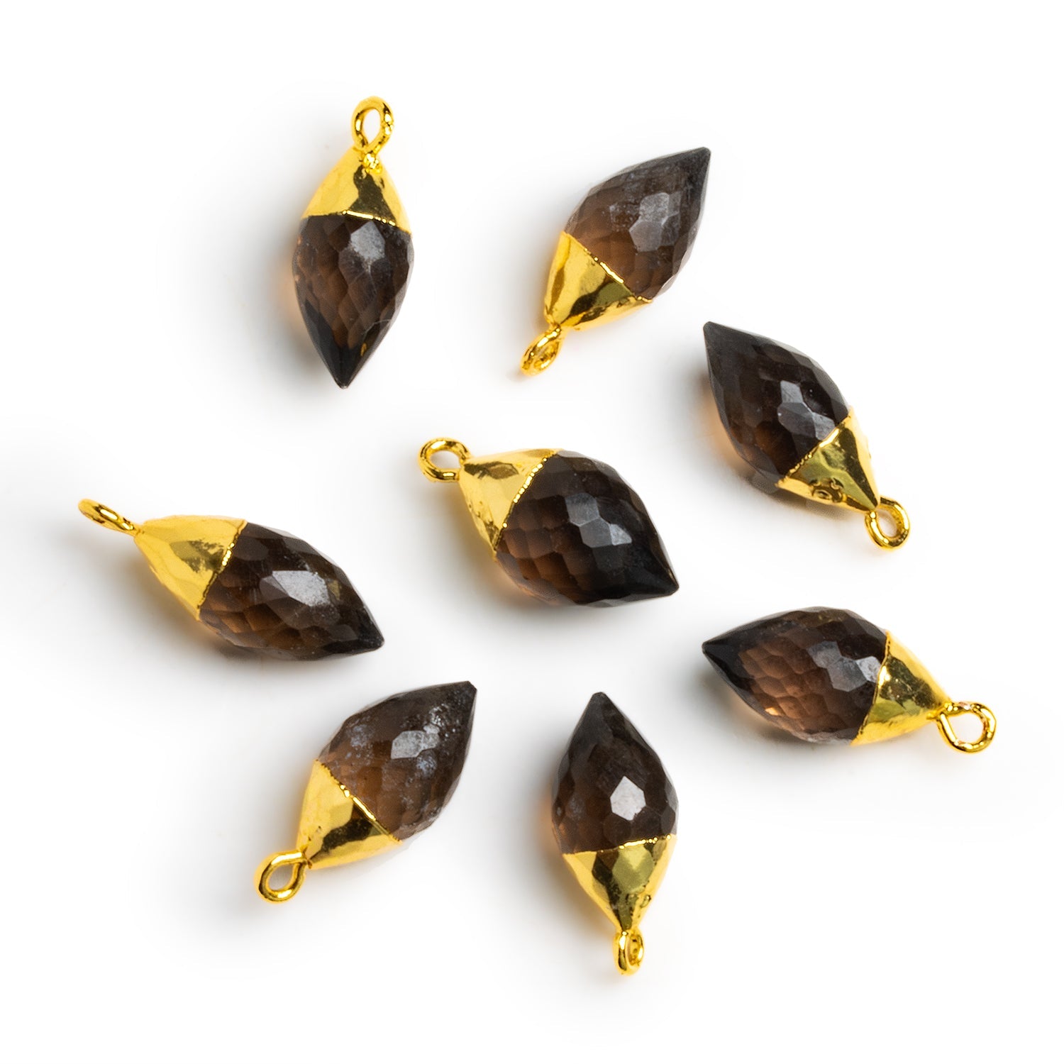 21x9mm Gold Leafed Smoky Quartz Faceted Teardrop Pendant 1 Bead - The Bead Traders