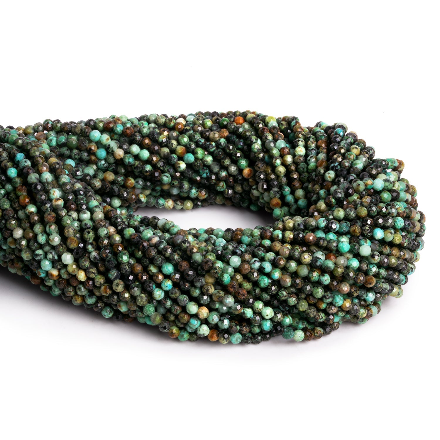 2.2mm African Turquoise Microfaceted Rounds 12 inch 125 beads - The Bead Traders