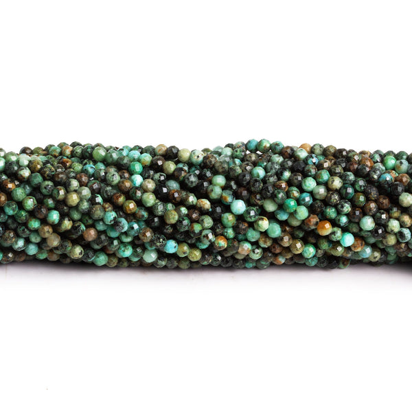 2.2mm African Turquoise Microfaceted Rounds 12 inch 125 beads