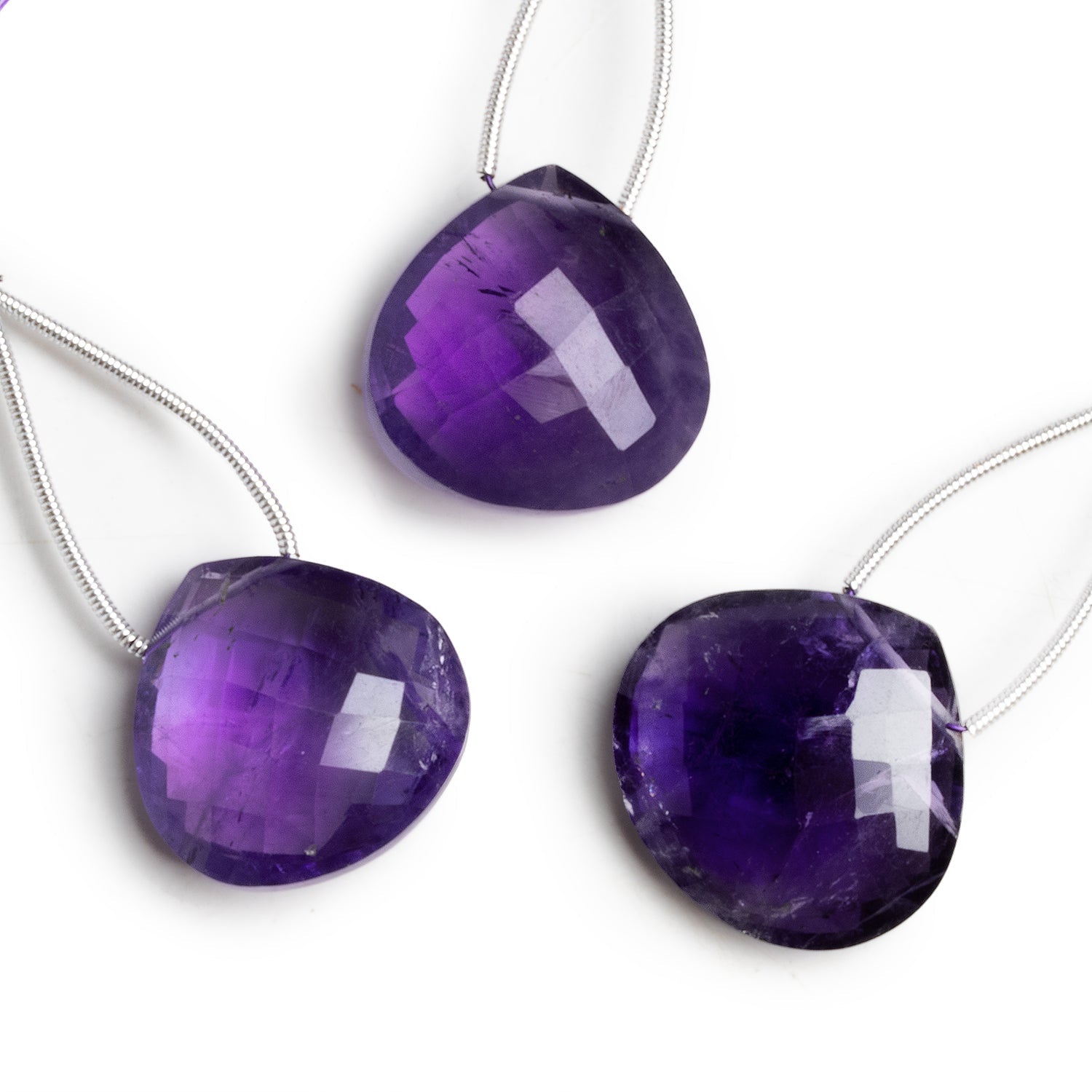 22mm Amethyst Faceted Heart Focal 1 Bead - The Bead Traders
