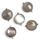 22mm Black Gold Bezeled Moonstone Faceted Coin Connector - The Bead Traders