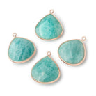 22mm Rose Gold Bezeled Amazonite Heart Pendant 1 Bead - The Bead Traders