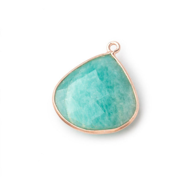22mm Rose Gold Bezeled Amazonite Heart Pendant 1 Bead