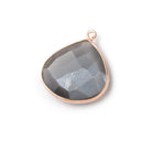 22mm Rose Gold Bezeled Dark Gray Moonstone Heart Pendant 1 Bead - The Bead Traders