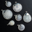 22mm Silver Leafed Solar Quartz Pendants - Lot of 7 Beads - The Bead Traders