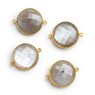 22mm Vermeil Bezeled Moonstone Faceted Coin Connector - The Bead Traders