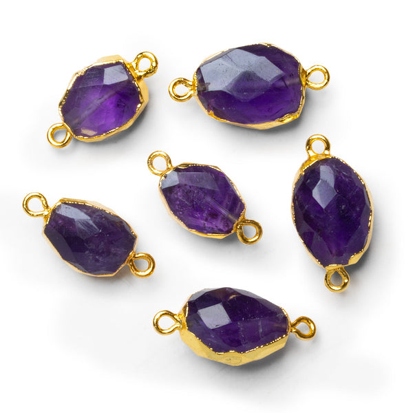 22x10mm Gold Leafed Amethyst Oval Connector 1 Bead