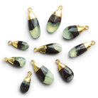 22x10mm Gold Leafed Prehnite Faceted Pear Pendant 1 Bead - The Bead Traders
