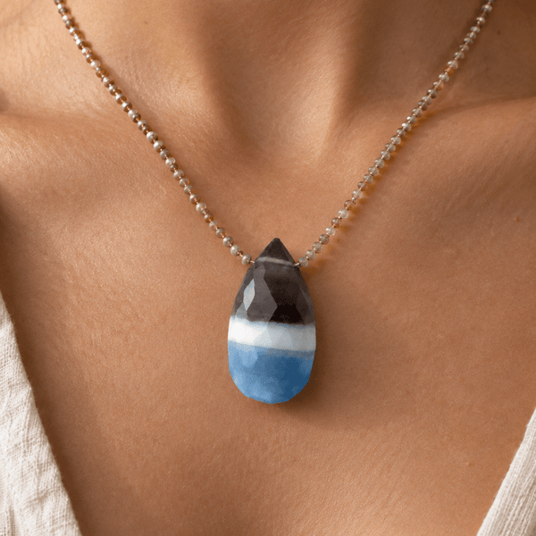 22x11mm Denim Opal Faceted Teardrop Focal 1 Bead