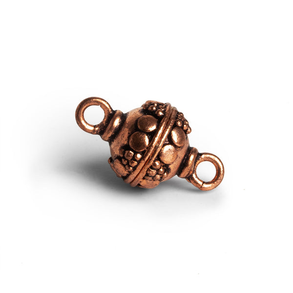 22x12mm Antiqued Copper Ball & Circle Magnetic Clasp 1 Bead