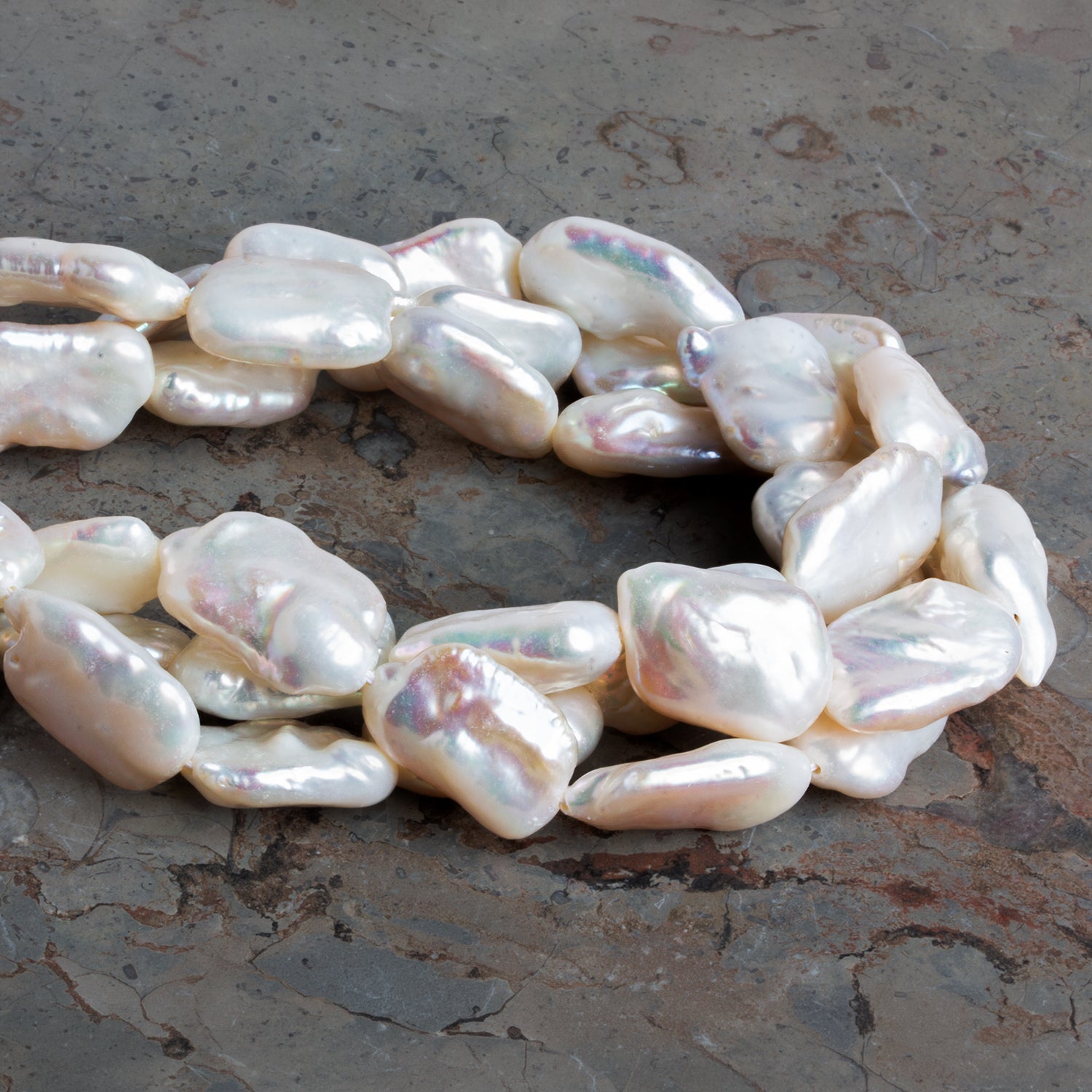22x12mm White Baroque Pearls 15 inch 18 beads - The Bead Traders