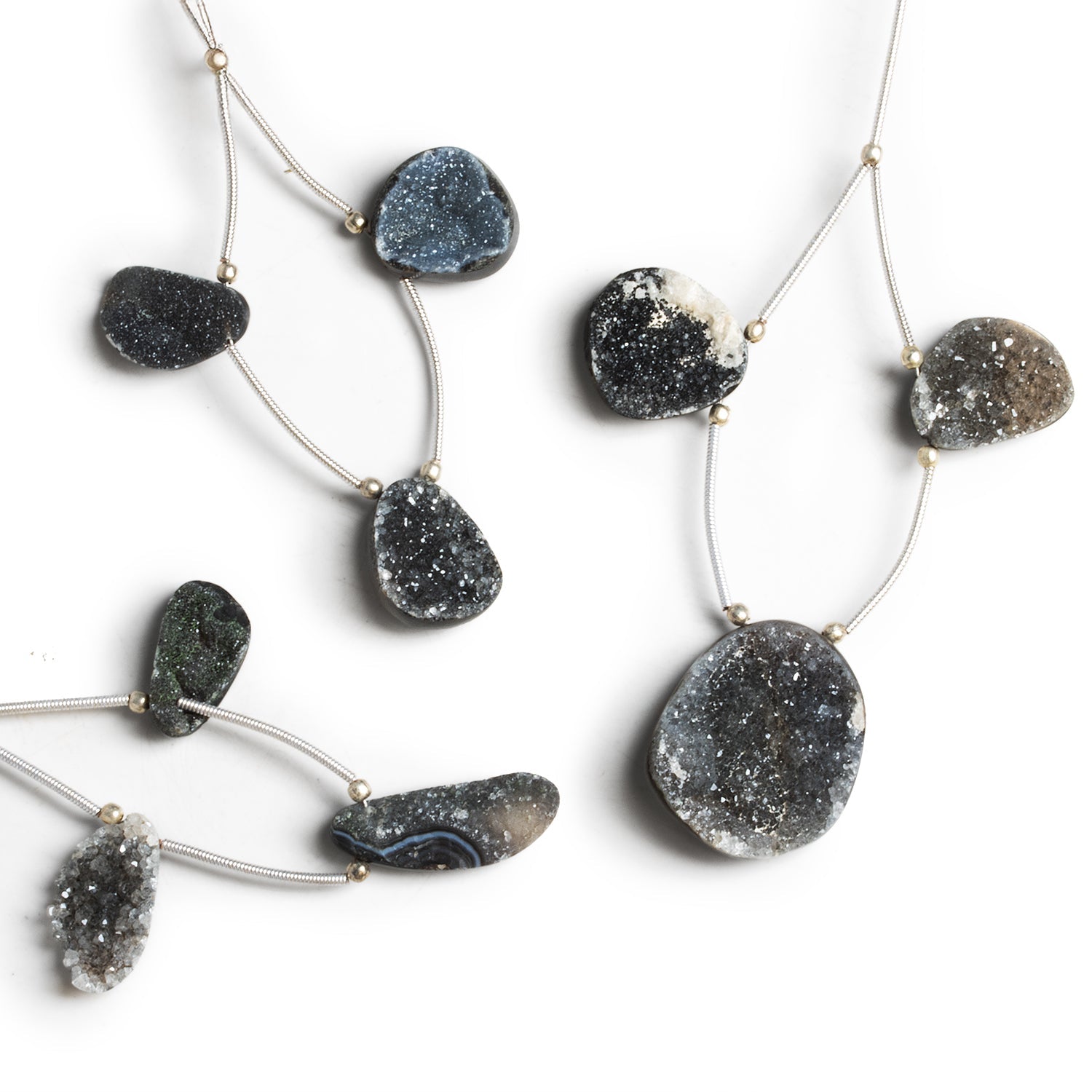 22x13mm Black Drusy Nugget Focals Set of 3 Beads - The Bead Traders