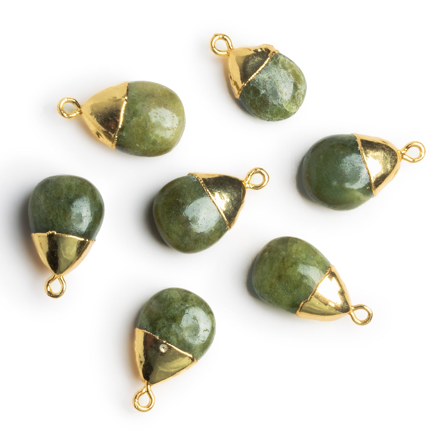 22x13mm Gold Leafed Idocrase Plain Pear Pendant 1 Bead - The Bead Traders