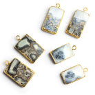 22x13mm Gold Leafed Jasper Rectangle Pendants Set of 2 - The Bead Traders