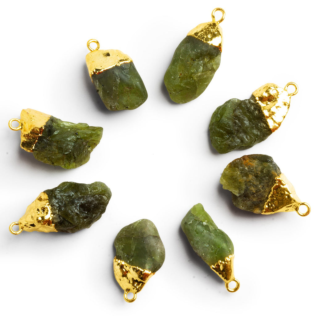 22x13mm Gold Leafed Matte Peridot Natural Crystal Pendant 1 Bead - The Bead Traders
