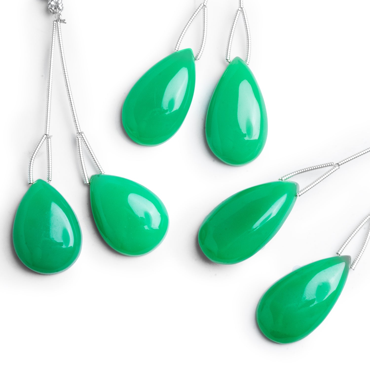 22x13mm Mint Green Chalcedony Pear Focals Set of 2 Beads - The Bead Traders