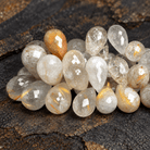 22x13mm Rutilated Quartz Faceted Teardrops 9 inch 55 beads - The Bead Traders