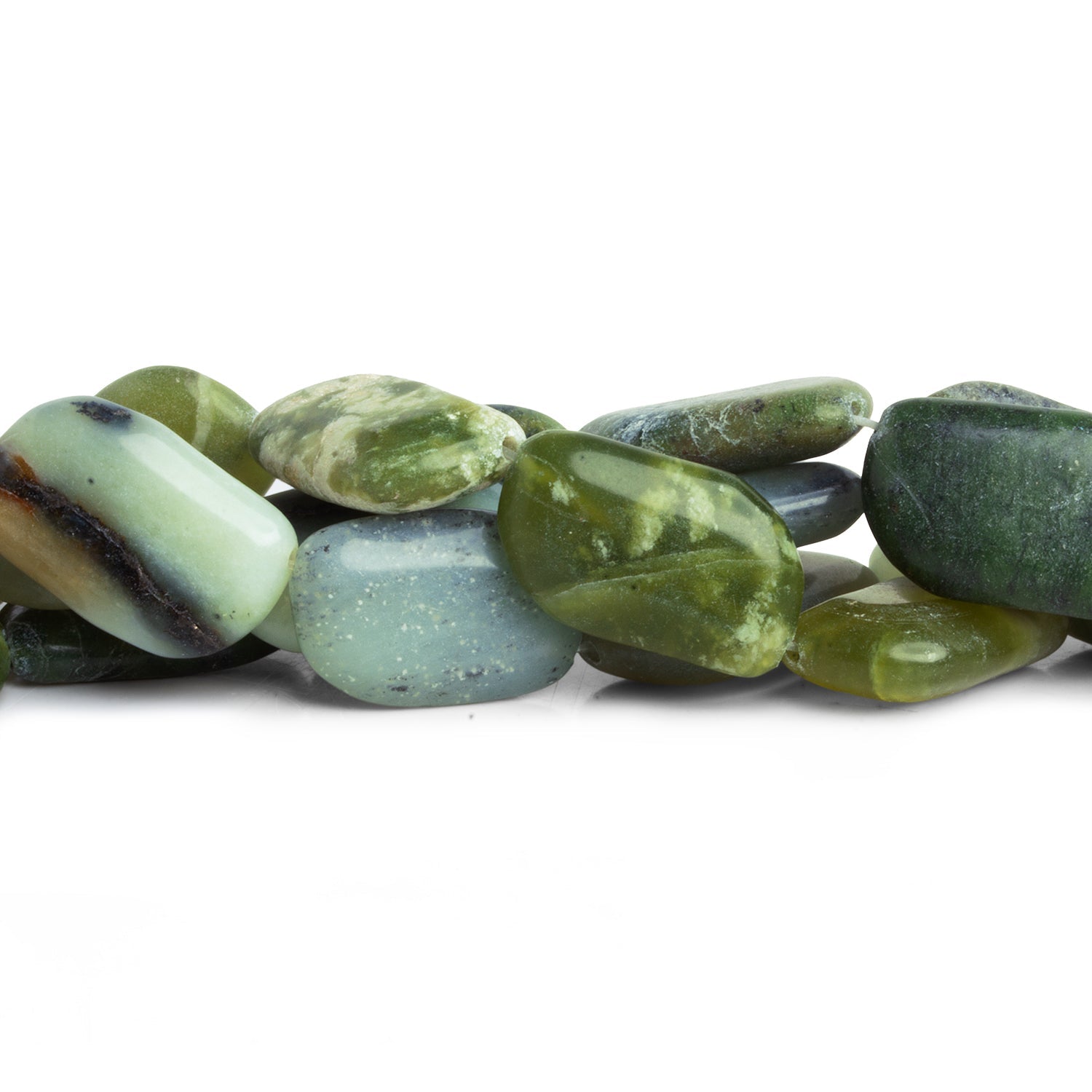 22x13mm Serpentine Green Nuggets 15 inch 17 beads - The Bead Traders