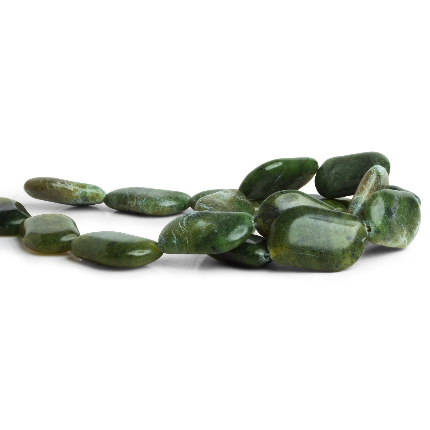 22x13mm Serpentine Green Nuggets 15 inch 17 beads - The Bead Traders