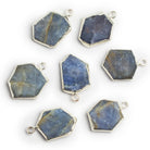 22x14mm Silver Leafed Sapphire Slice Pendant 1 Bead - The Bead Traders