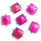 22x16mm Black Gold Bezeled Berry Chalcedony Square Connector - The Bead Traders