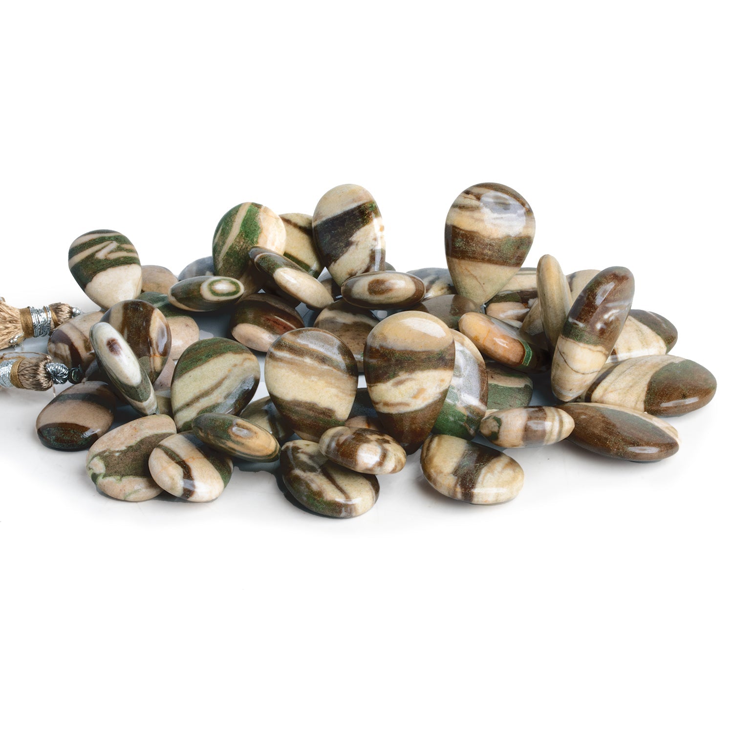 22x16mm Desert Khaki Jasper Plain Pears 8 inch 44 beads - The Bead Traders
