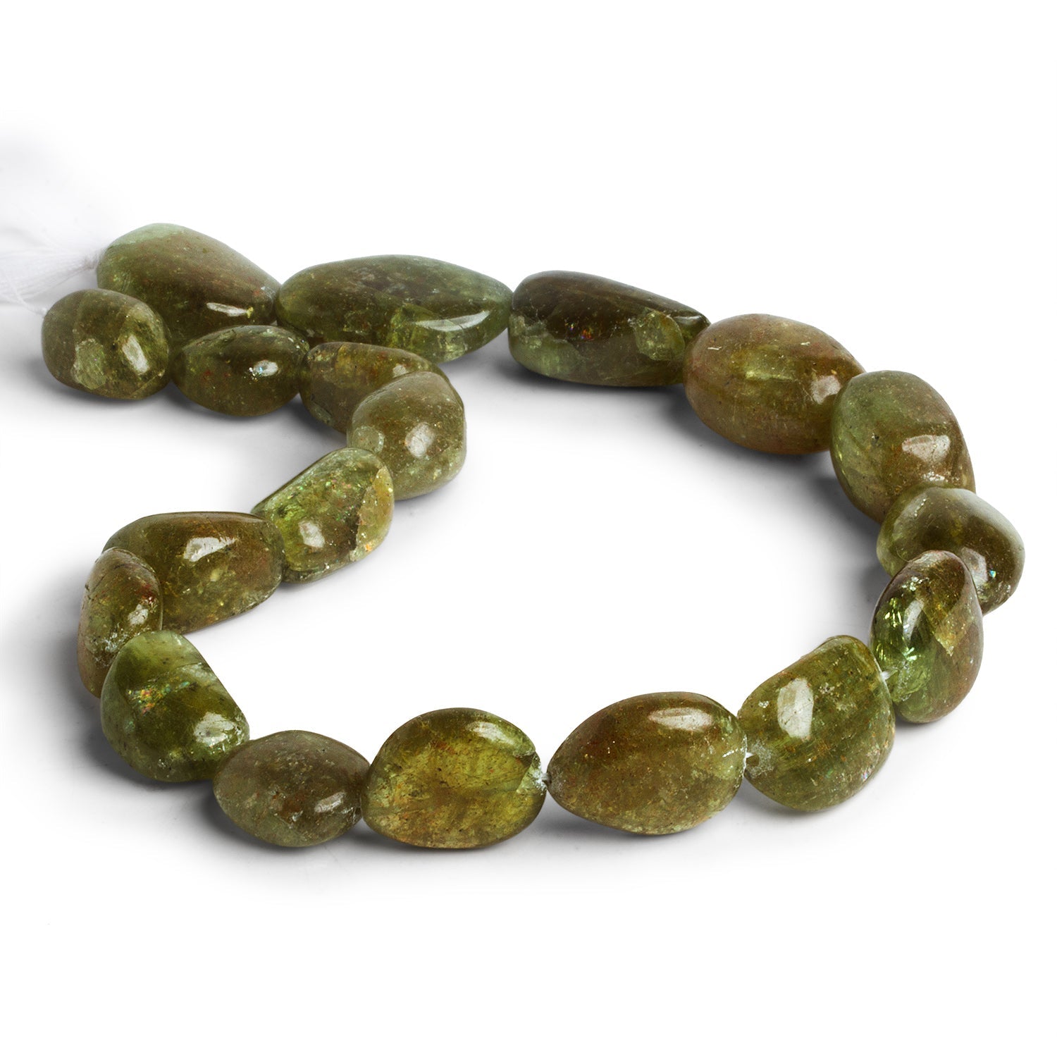 22x16mm Green Apatite Plain Nuggets 15 inch 19 beads - The Bead Traders
