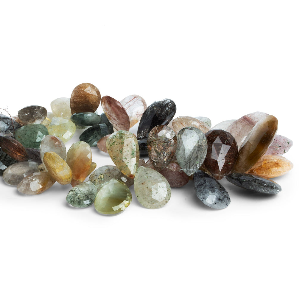 22x16mm Rutilated Quartz Faceted Pears 10 inch 52 beads - The Bead Traders