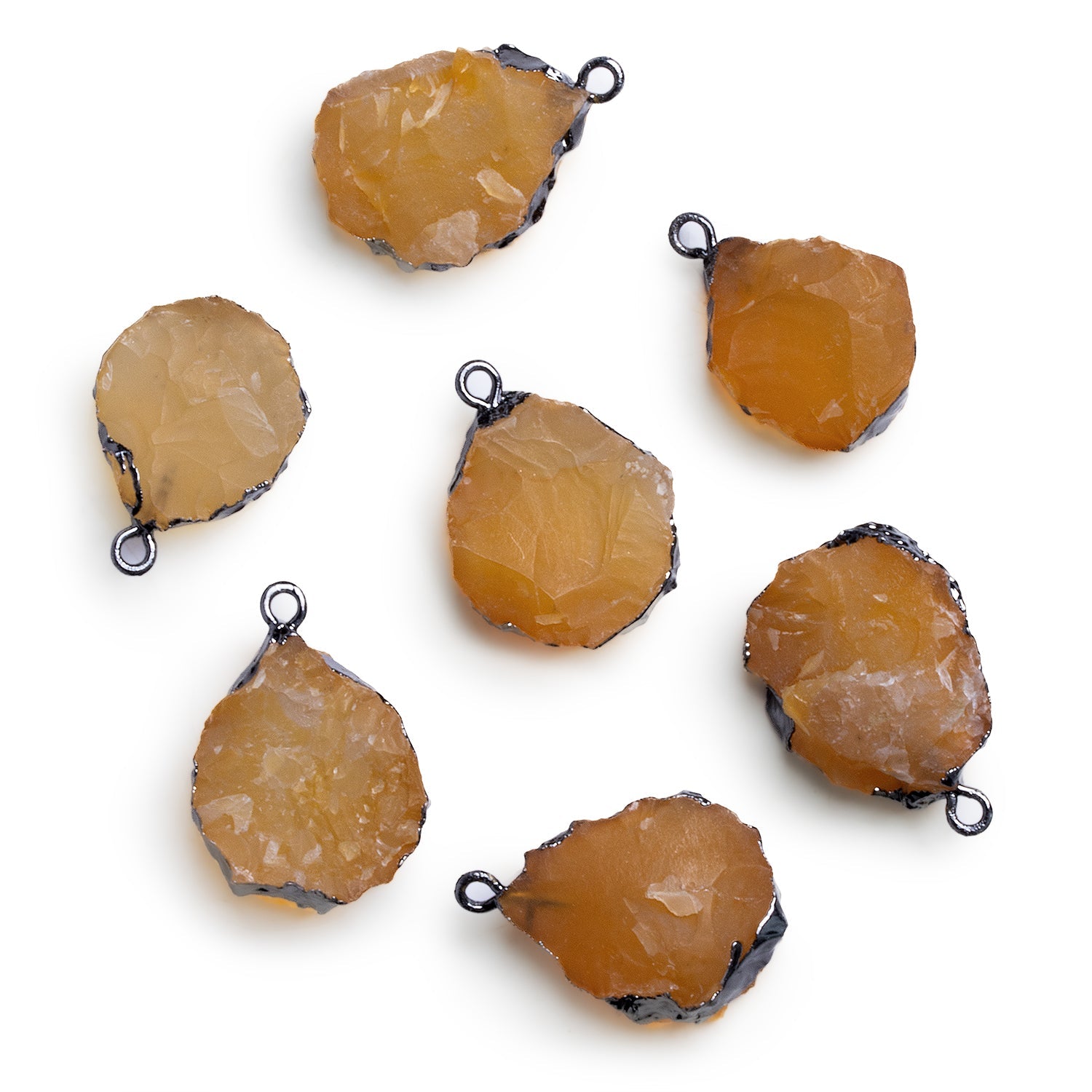 22x17mm Black Gold Leafed Amber Chalcedony Nugget Pendant 1 Bead - The Bead Traders