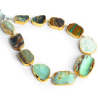 22x17mm Gold Leafed Blue Peruvian Opal Slices 9 inch 11 beads - The Bead Traders