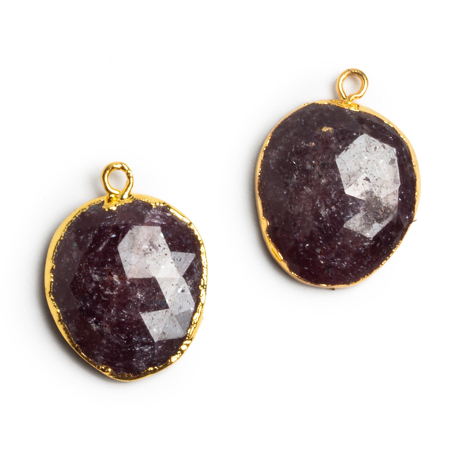 22x17mm Gold Leafed Sapphire Pendants Set of 2 Beads - The Bead Traders