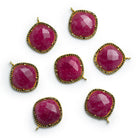 22x17mm Vermeil Bezeled Red Aventurine Pillow Spinel Pavé Halo Pendant 1 Bead - The Bead Traders