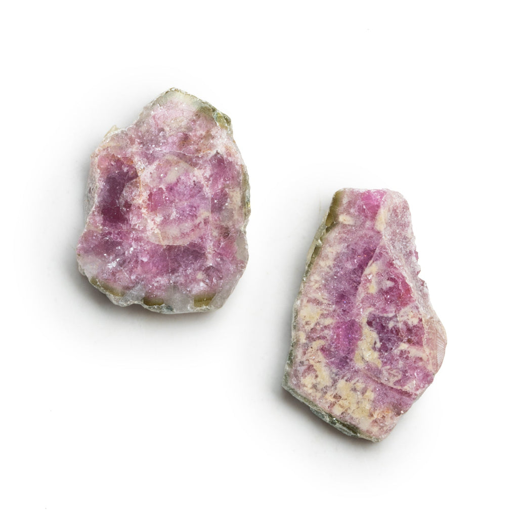 22x17mm Watermelon Tourmaline Slice Beads - Set of 2 - The Bead Traders