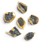 22x18mm Gold Leafed Black Drusy Pendant 1 Bead - The Bead Traders