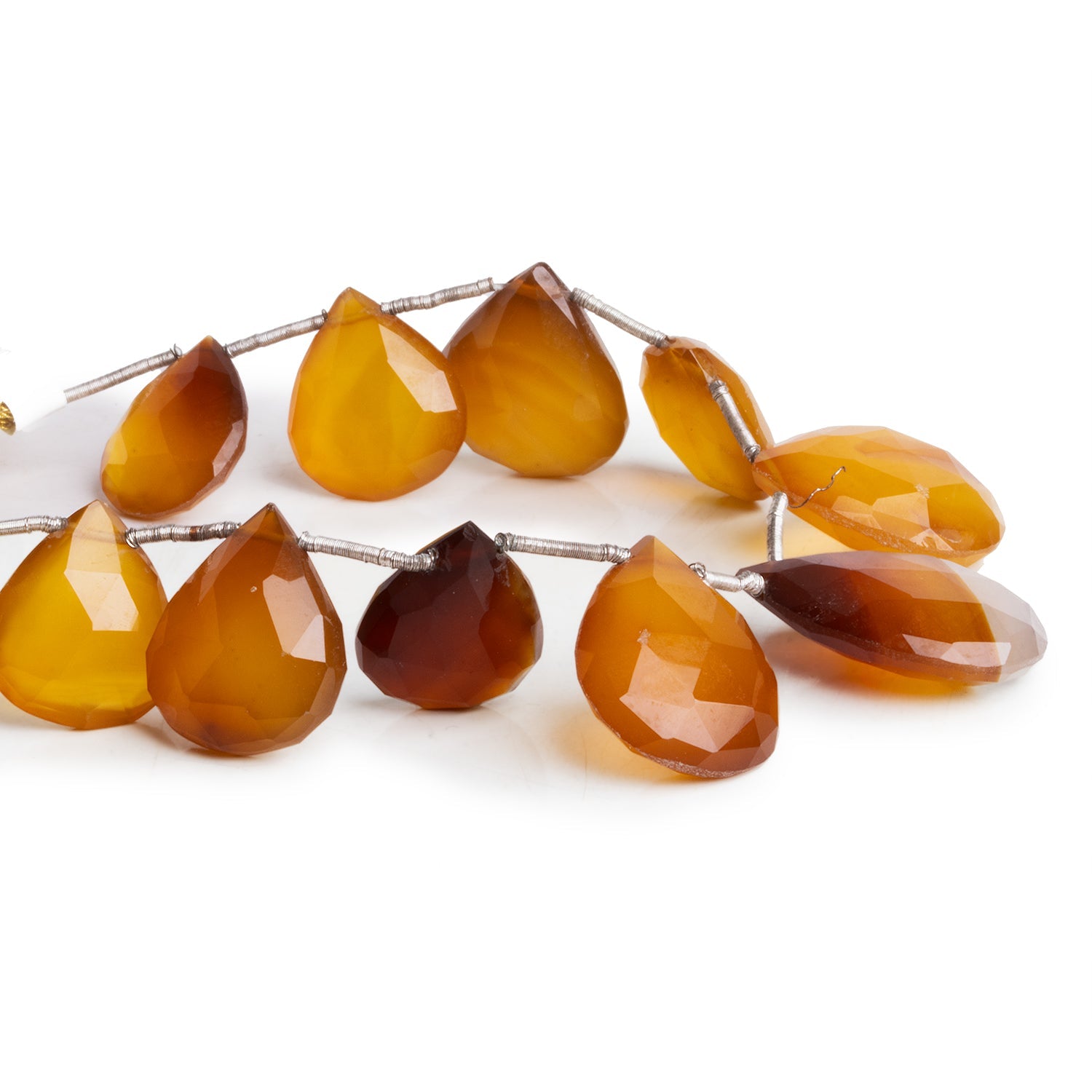 22x18mm Marbled Yellow Chalcedony Faceted Hearts 7 inch 11 beads - The Bead Traders