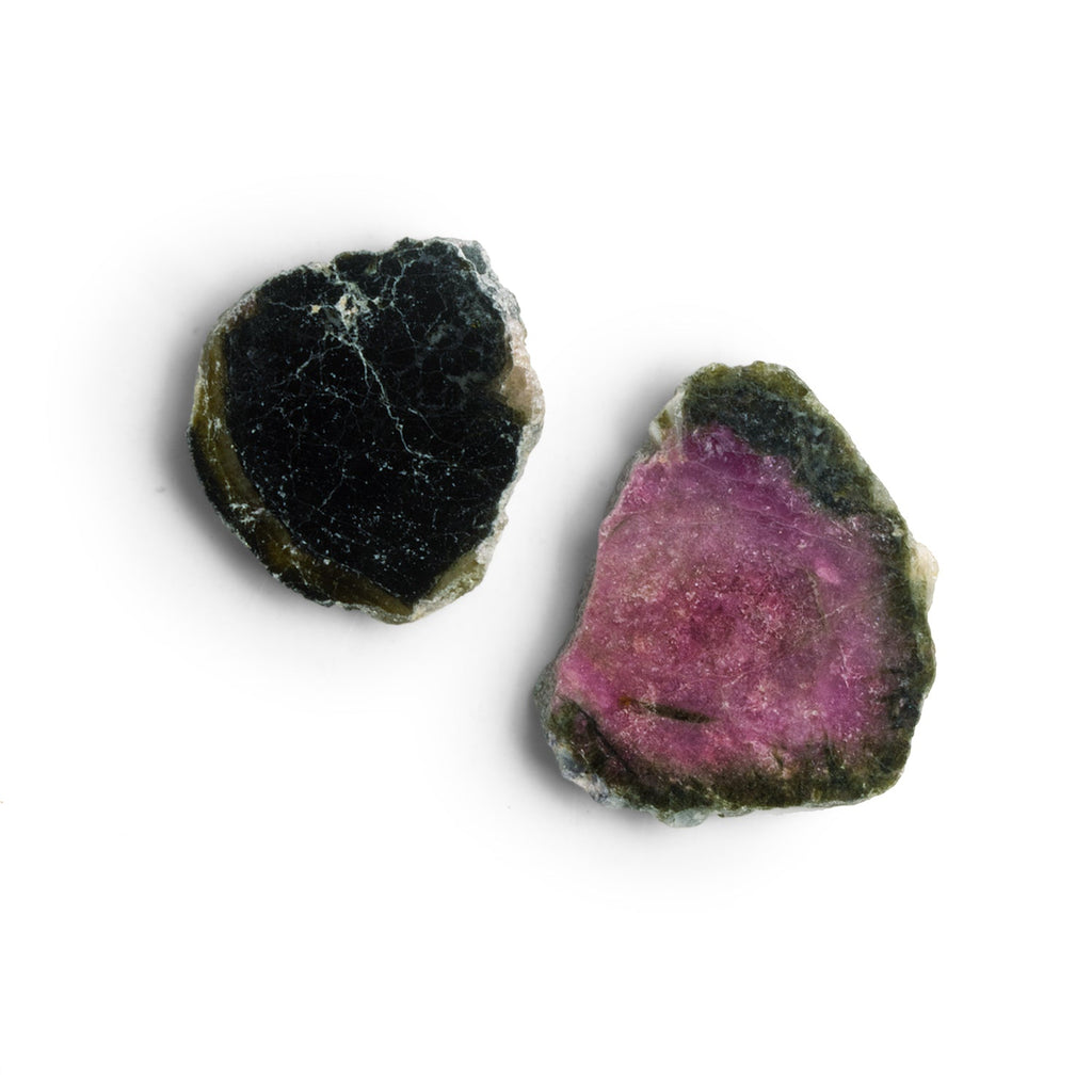 22x20mm Watermelon Tourmaline Slice Beads - Set of 2 - The Bead Traders