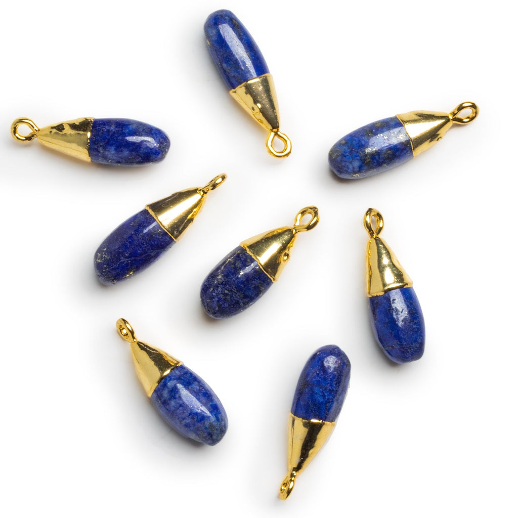 22x7mm Gold Leafed Lapis Lazuli Plain Teardrop Pendant 1 Bead - The Bead Traders