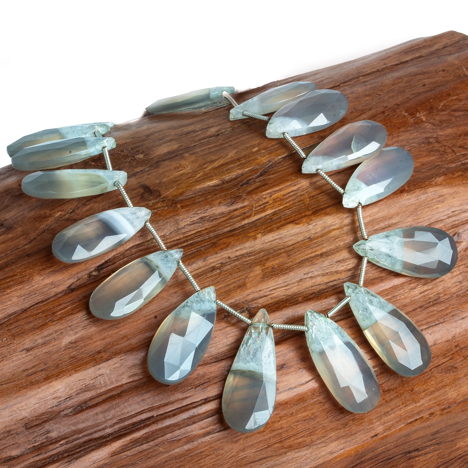 22x9mm Champagne Agate Faceted Pears 8 inch 16 beads - The Bead Traders