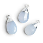 23x12mm Silver Leafed Chalcedony Pear Pendant 1 Bead - The Bead Traders