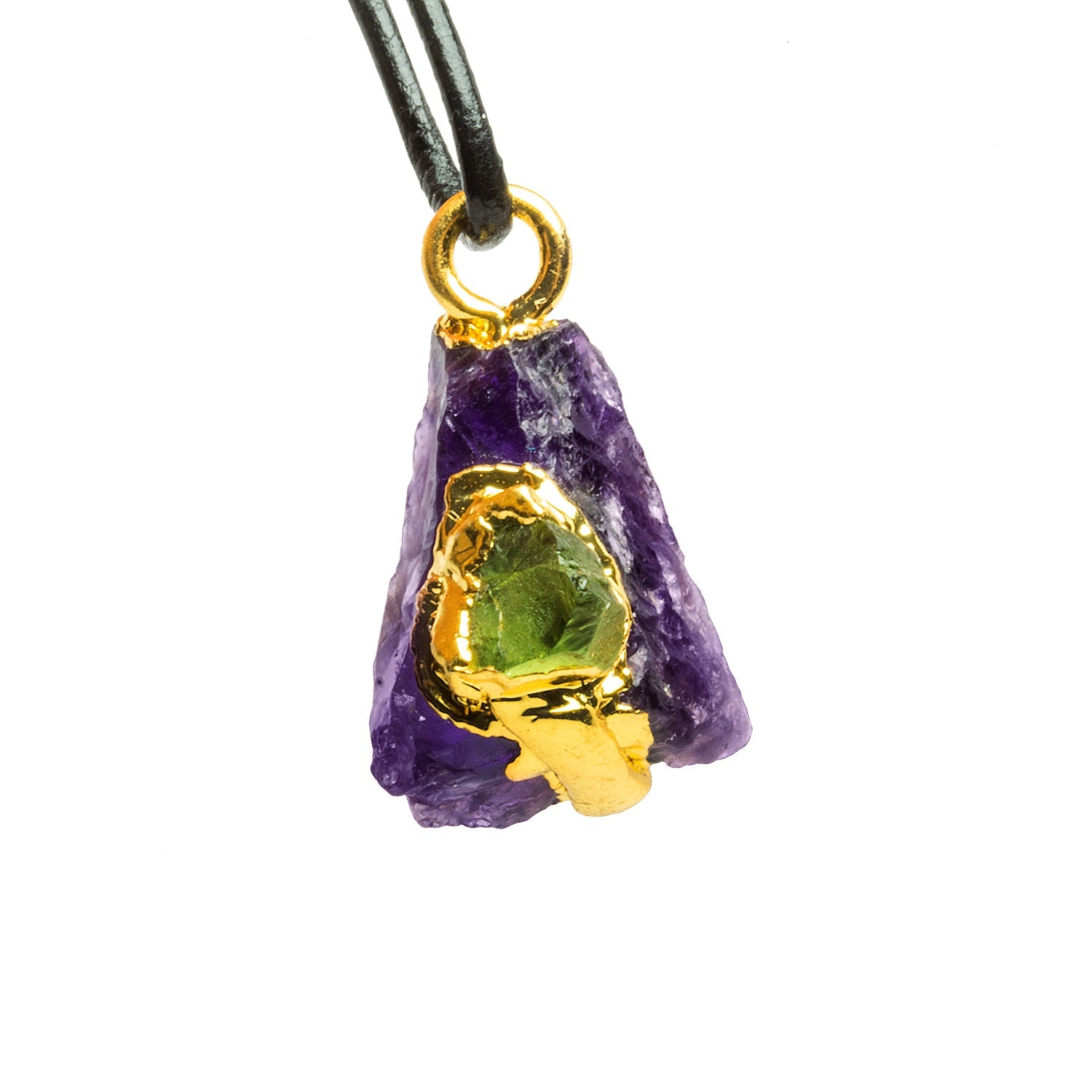 23x13mm Double Leafed Amethyst with Peridot Pendant 1 Bead - The Bead Traders