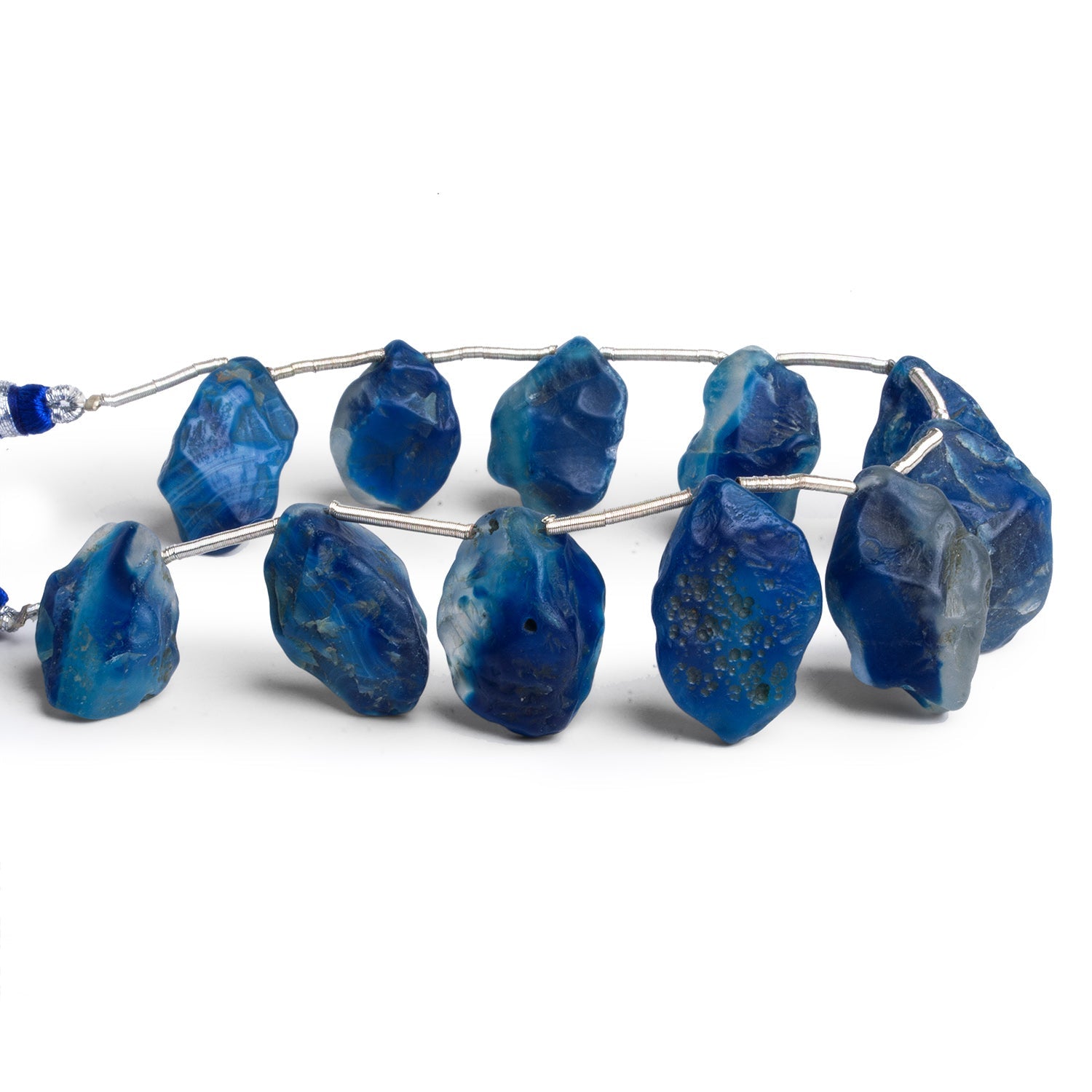 23x14mm Blue Agate Hammer Faceted Nuggets 7 inch 11 beads - The Bead Traders