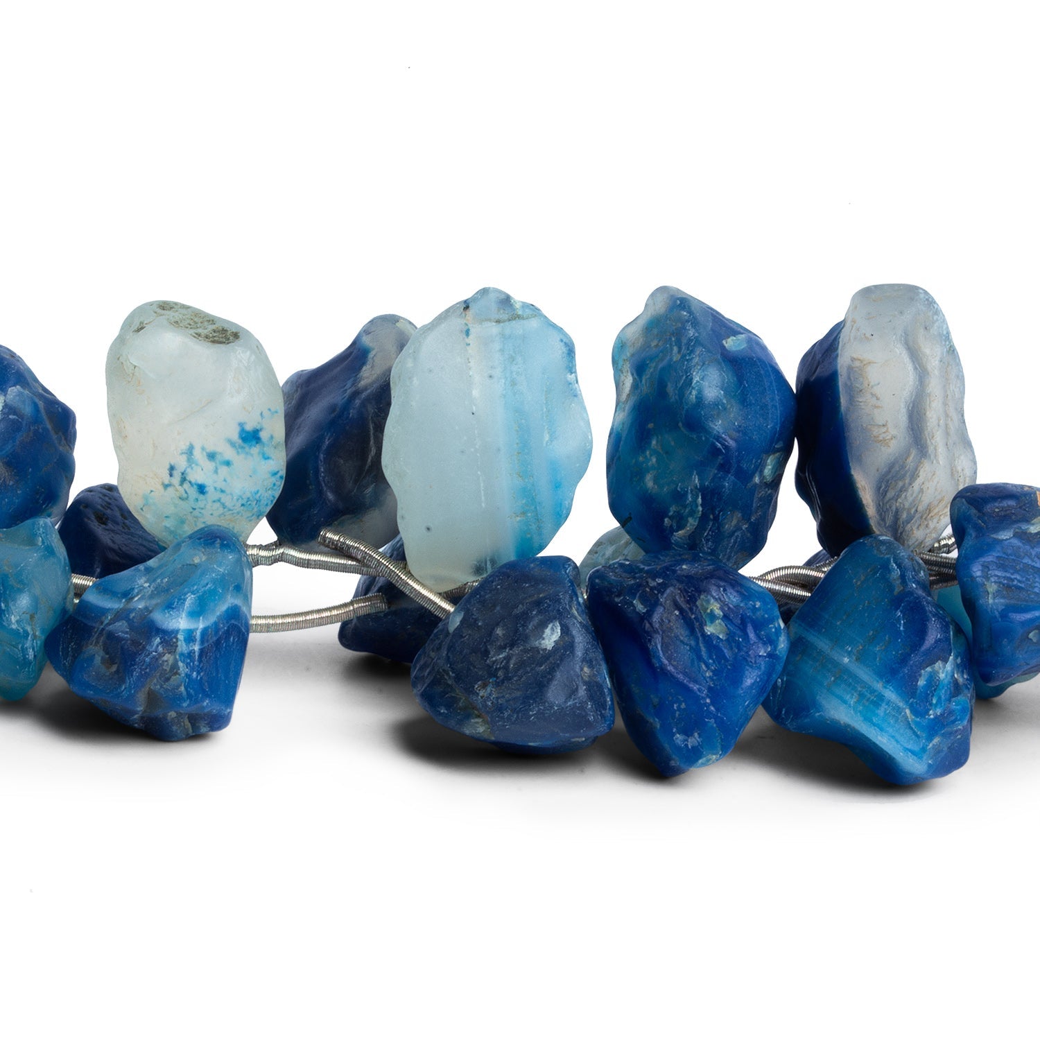 23x14mm Blue Agate Hammer Faceted Nuggets 7 inch 11 beads - The Bead Traders