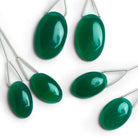 23x15mm Dark Green Chalcedony Oval Focals Set of 2 Beads - The Bead Traders